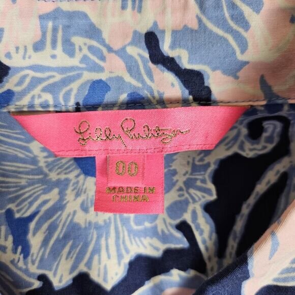 Lilly Pulitzer Mira Stretch Midi Shirt Dress Bright Navy Amore Please XXS 00 - Picture 10 of 16